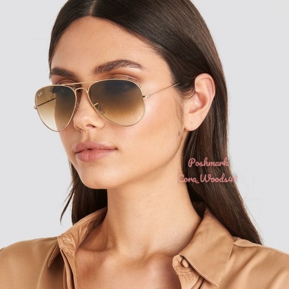 RayBan Aviator Gradient Brown RB3025 Gold Frame 58 / 62 Unisex New - Picture 14 of 16